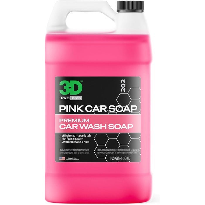 3D Pink Car Soap – 1 Gallon |pH Neutral Car Wash Soap with High Suds & Cherry Scent | Scratch-Free, High Gloss Shine | Safe on Wax & Sealants | Weekly Car Care