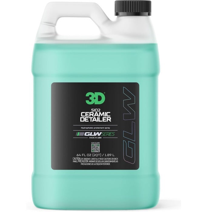 3D Ceramic Detailer, GLW Series | Hyper Gloss Finish | SiO2 Peak Hydrophobic Top Coat | Extends Life of Waxes, Sealants, Coatings | DIY Car Detailing Spray | 64 oz