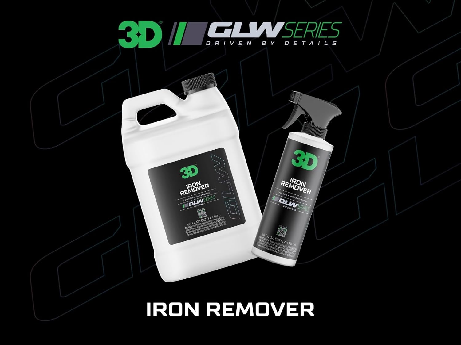 3D Iron Remover A fast-acting, pH-balanced spray for removing iron fallout and brake dust from paint and wheels. - 64oz