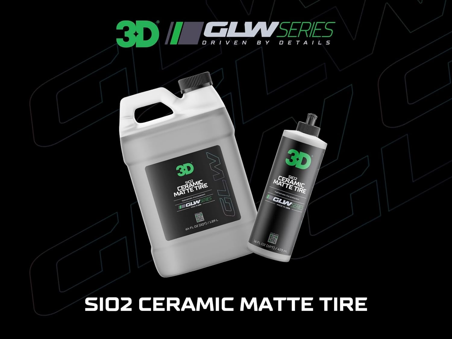 3D Matte Tire Shine A ceramic-infused protectant for a deep matte finish with UV resistance and anti-sling formula. - 64oz