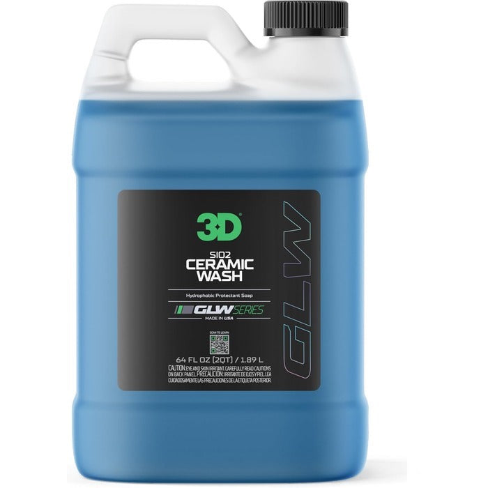 3D SiO2 Ceramic Wash & Wax Soap GLW Series – pH Neutral Car Shampoo with Hydrophobic Protection & Deep Gloss | SiO2 Coating | Scratch-Free Detailing |1 Gallon/64 oz