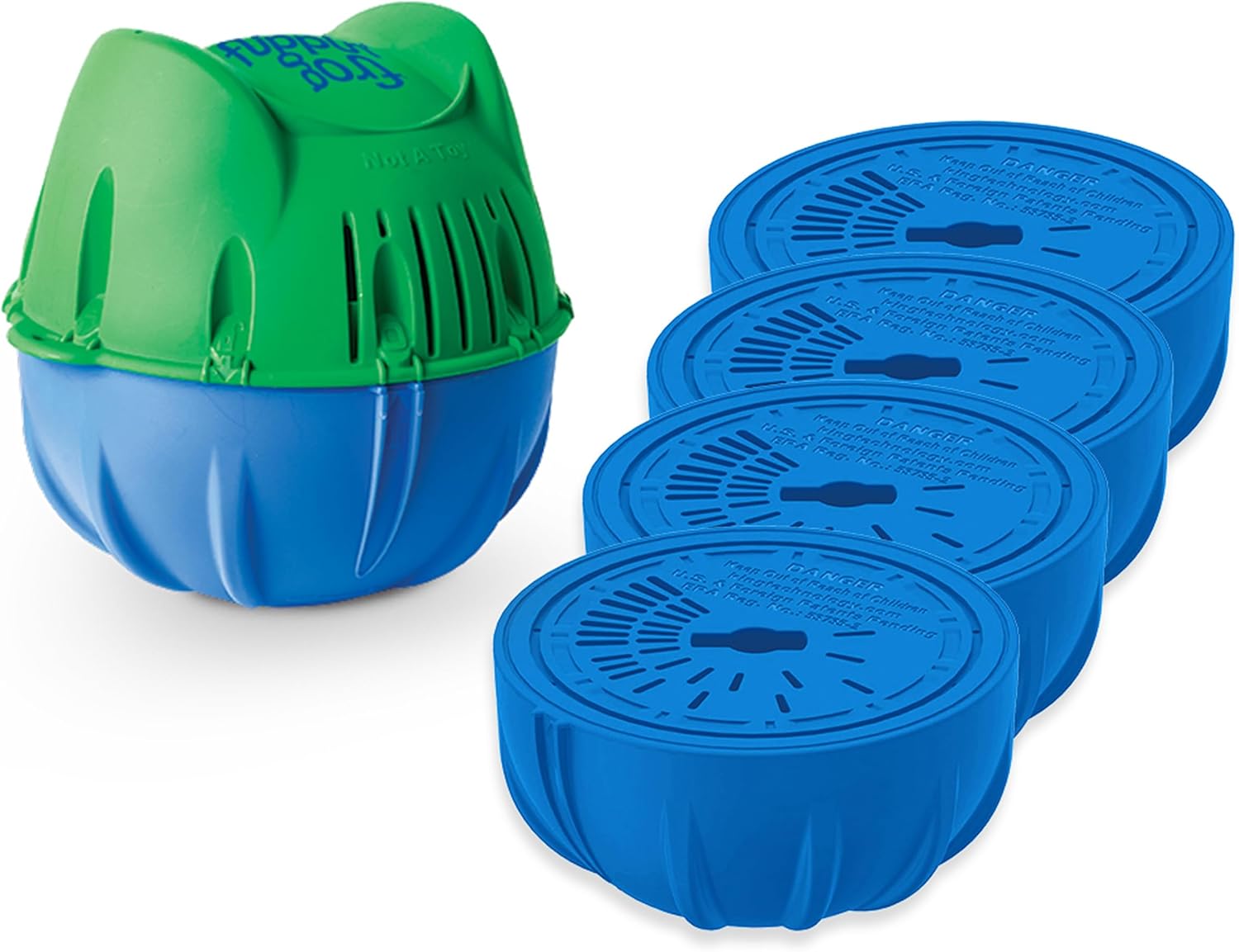 Flippin’ FROG Floating Sanitizer System for Pools 2,000 to 5,000 Gallons with 4 Replacement Chlorine Cartridges - Prefilled Floater with Sanitizing Minerals and Chlorine