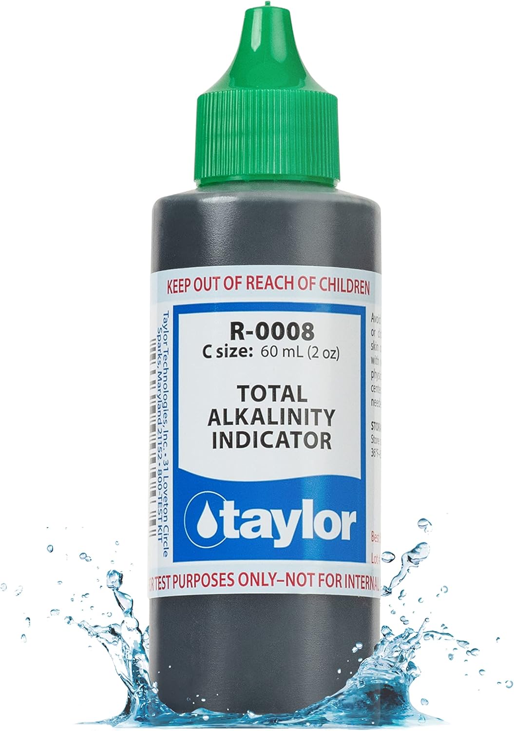 Taylor R-0008-C, Total Alkalinity Indicator, 2 Ounce, For Testing Total Alkalinity Levels in Pool and Spas, Dropper Refill for Water Test Kits, Replace Annually | Made in the USA