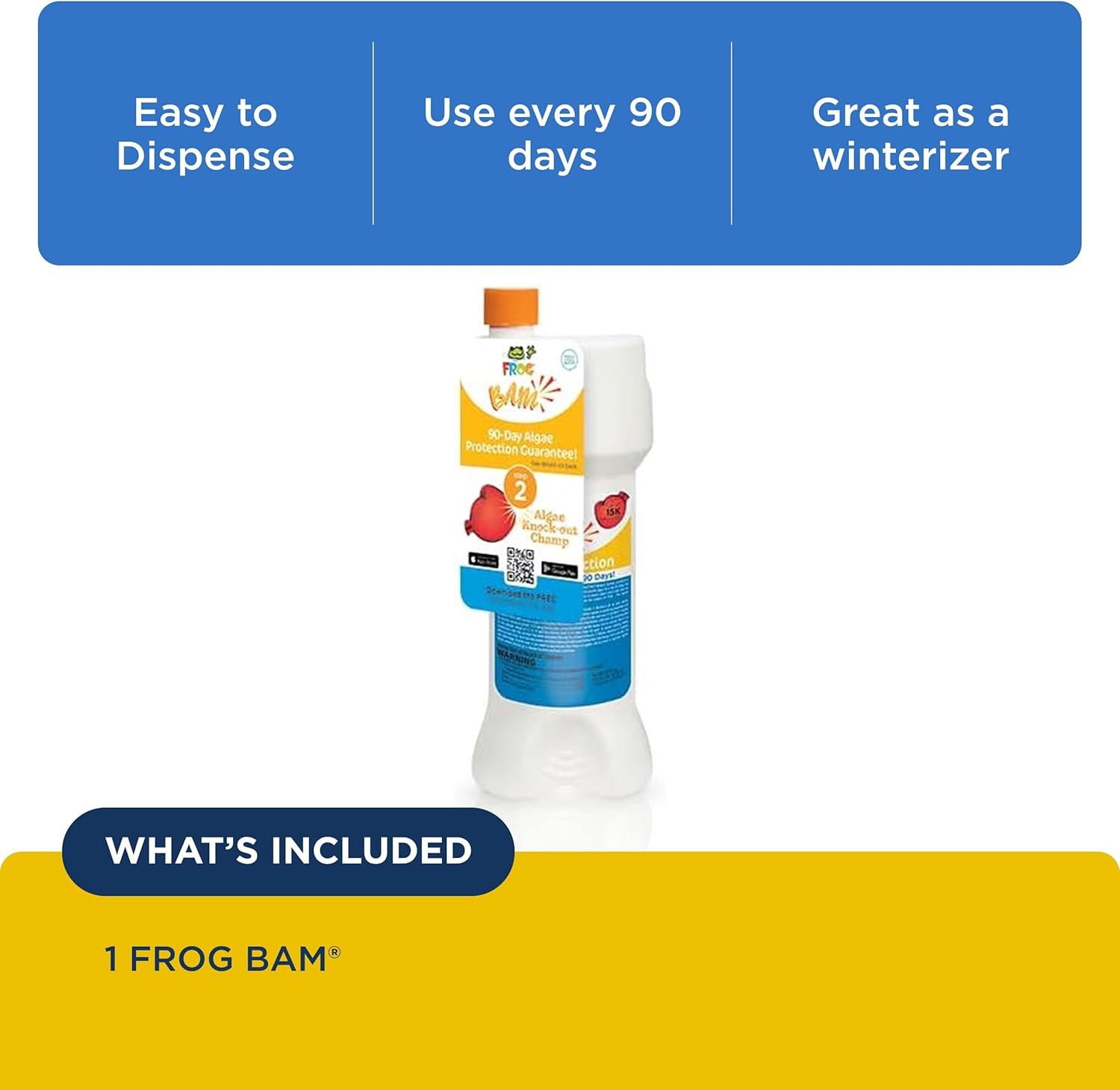 FROG BAM 90-Day Algae Preventative - Pool Winterizer Chemical and Algaecide Treatment for Preventing & Removing Algae - Compatible with All FROG Pool Products