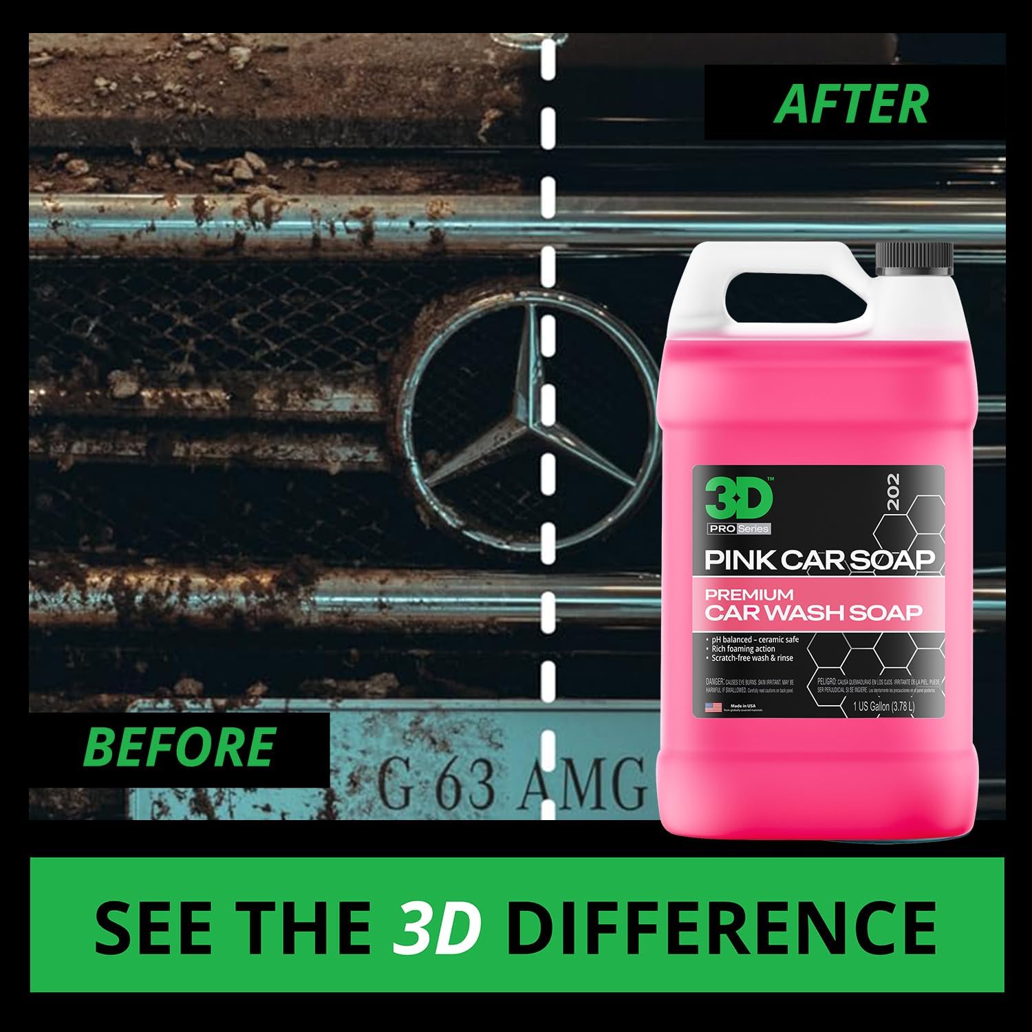 3D Pink Car Soap A pH-neutral, high-suds shampoo for a scratch-free wash that preserves wax and sealants. - 1 Gallon