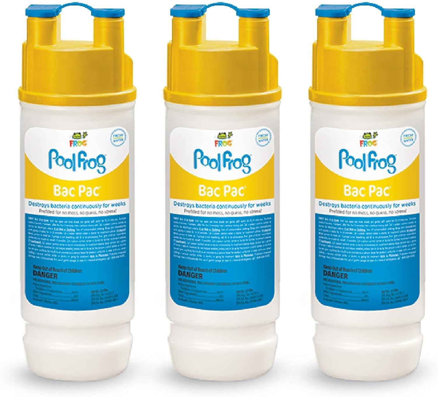 FROG Bac Pac Replacement Chlorine Cartridges for use with Pool FROG Model 5400 and 6100 Cyclers - Prefilled for Easy & Convenient Pool Sanitizing & Water Care - 6 Pack