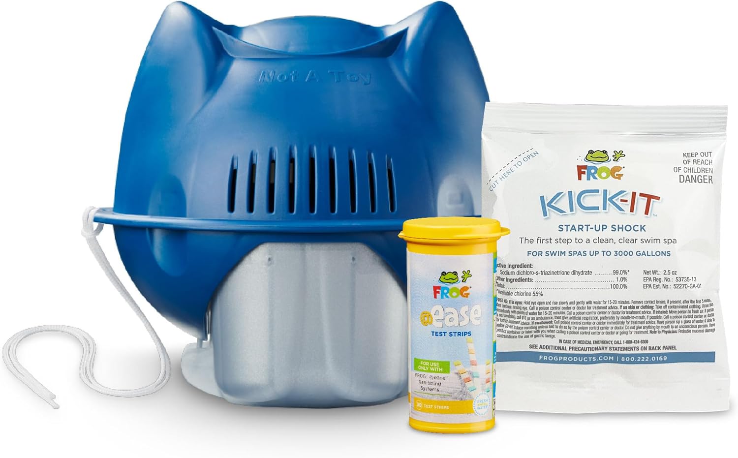 FROG @Ease Floating System for Swim Spas with 1 Pack of FROG Kick-It - Quick & Easy Self-Regulating Swim Spa Sanitizer - Swim Spa Maintenance System with Sanitizing Minerals & SmartChlor Technology