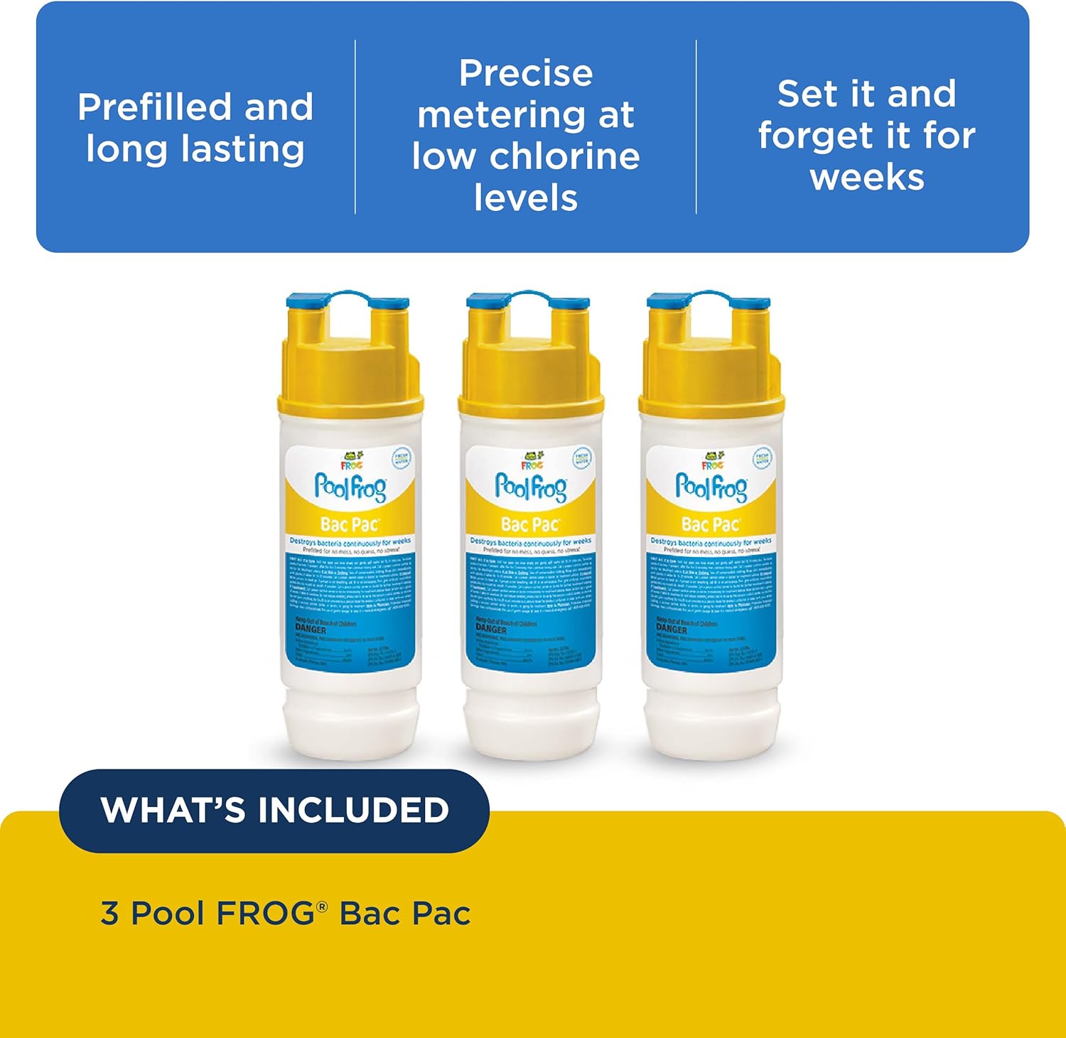 FROG Bac Pac Replacement Chlorine Cartridges for use with Pool FROG Model 5400 and 6100 Cyclers - Prefilled for Easy & Convenient Pool Sanitizing & Water Care - 6 Pack
