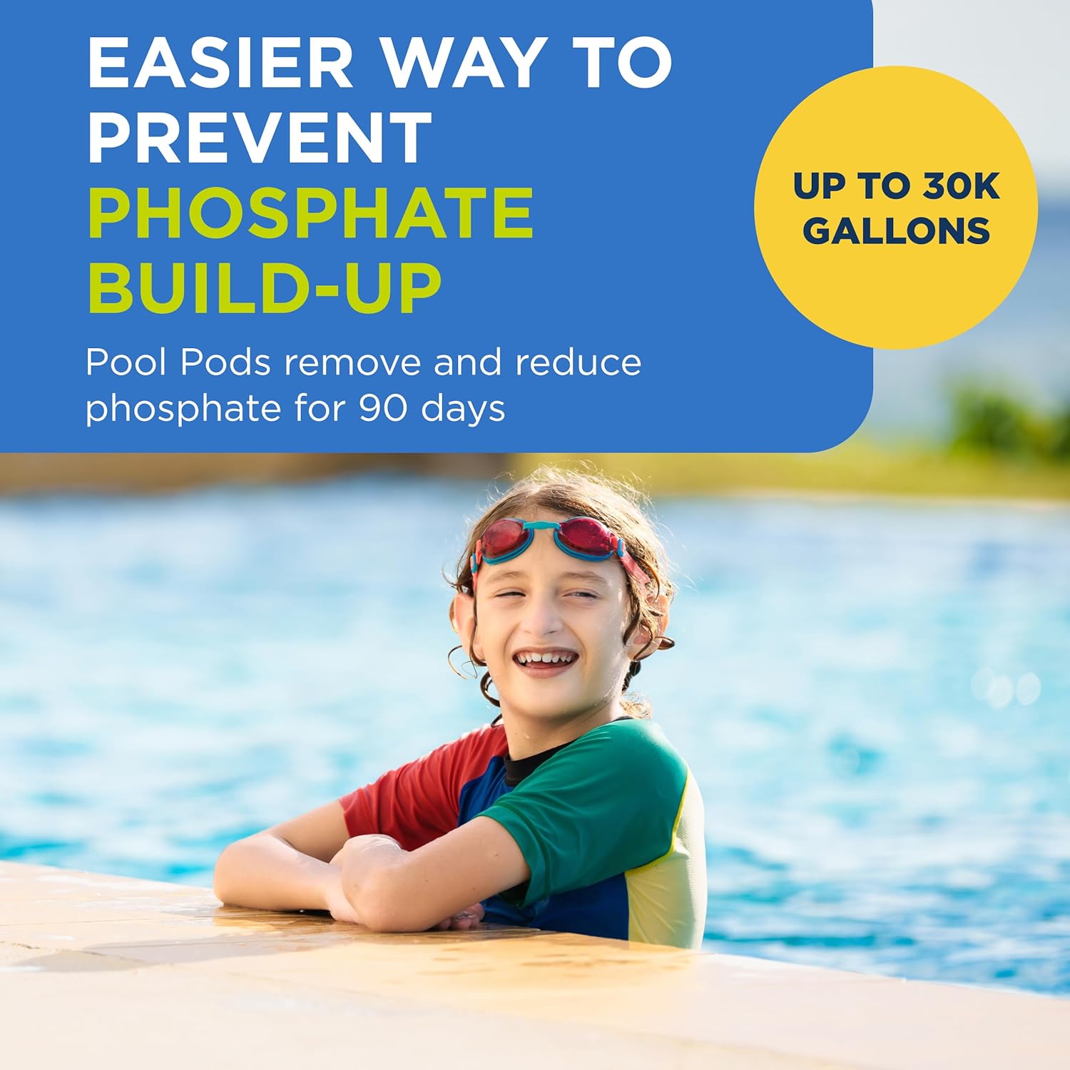 FROG 90-Day Goodbye Phos - Dry Formula Phosphate Remover for Pools up to 30,000 Gallons - Pool Maintenance & Treatment - 3 Pods