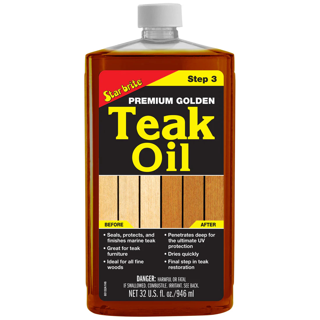 Premium Golden Teak Oil - Ideal for Boats, Furniture | 32oz
