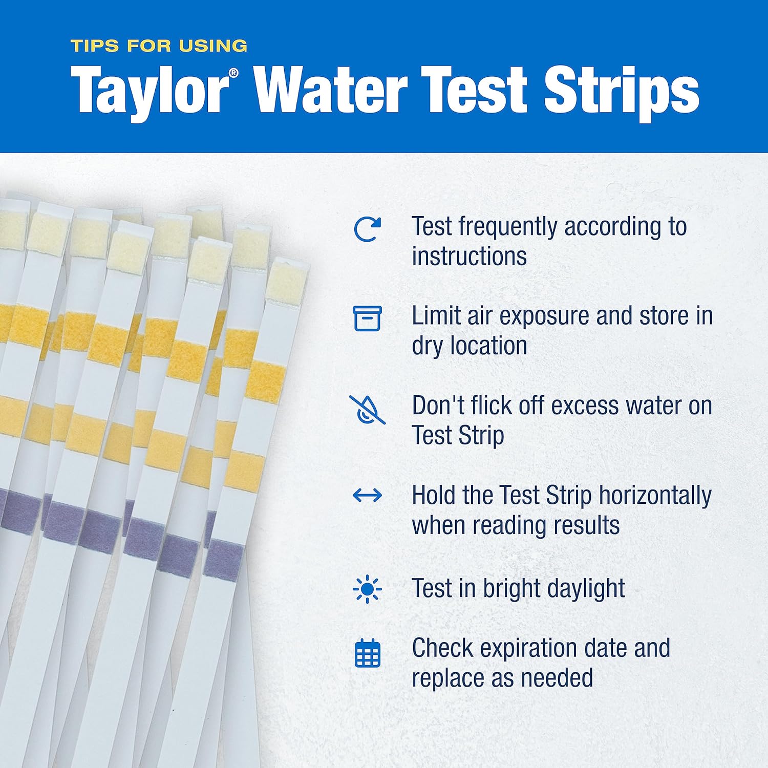 Taylor S-1402, 4-in-1 Pool and Spa Test Strips for Bromine, pH, Total Alkalinity & Total Hardness, 50 Test Strips, Quick & Easy Water Testing | Made in The USA