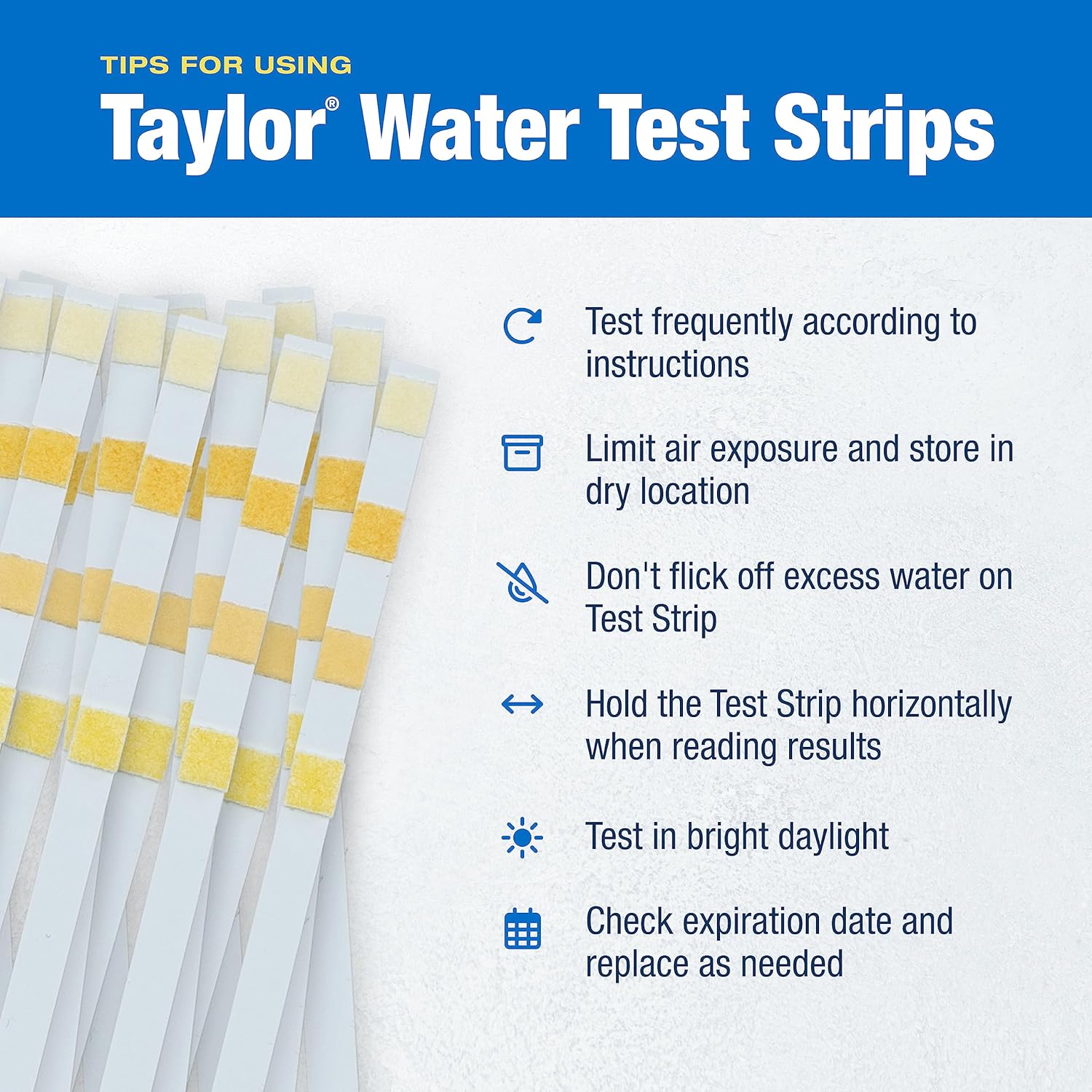 Taylor S-1401, 4-in-1 Pool and Spa Test Strips for Free Chlorine, pH, Total Alkalinity, & Cyanuric Acid, 50 Test Strips, Quick & Easy Water Testing | Made in The USA