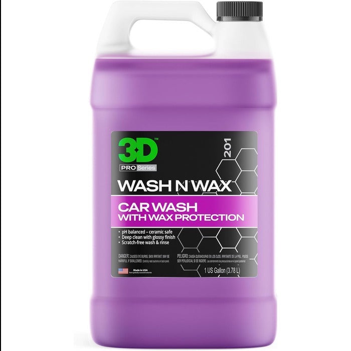 3D Wash N Wax Soap A pH-balanced car shampoo that cleans and adds a protective wax layer in one step. - 1 Gallon