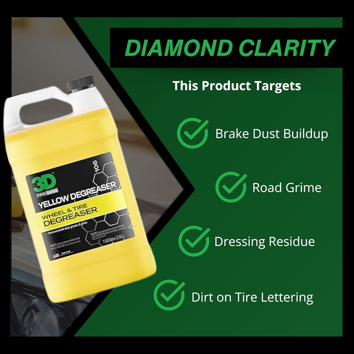 3D Yellow Degreaser – Non-Acid Wheel & Tire Cleaner