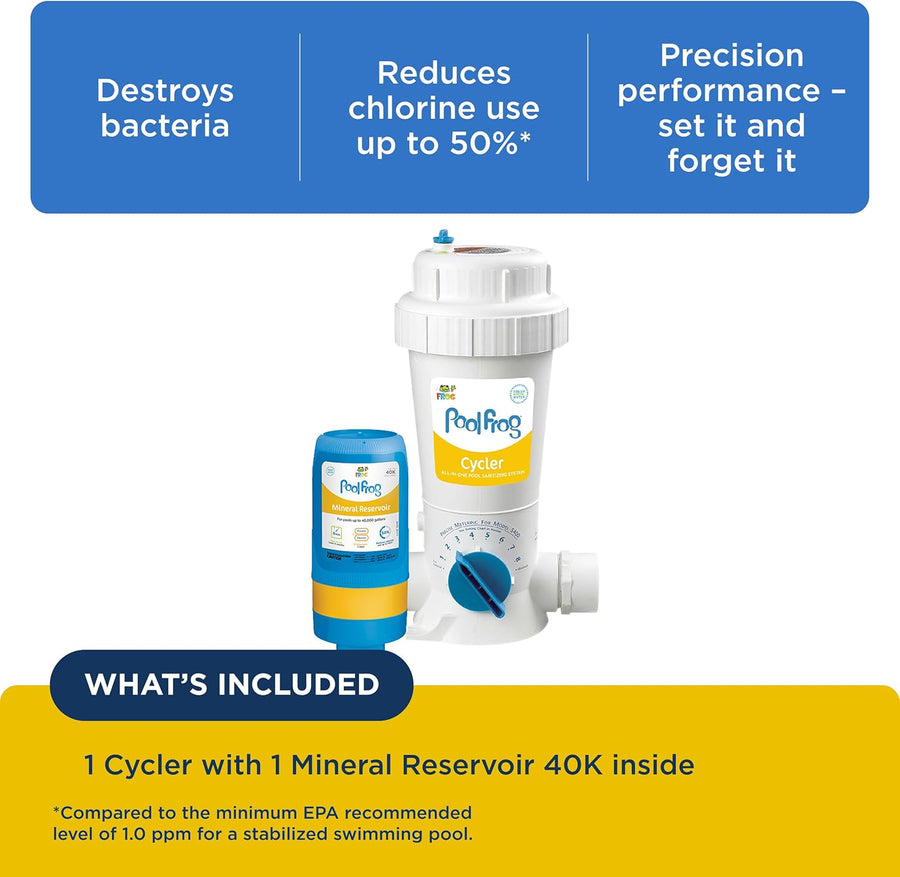 FROG Pool FROG Model 5400 Cycler - All-in-One Sanitizing System and Mineral Reservoir for Pools Up to 40,000 Gallons - Sanitizer Equipment for Easy Pool Maintenance & Water Care