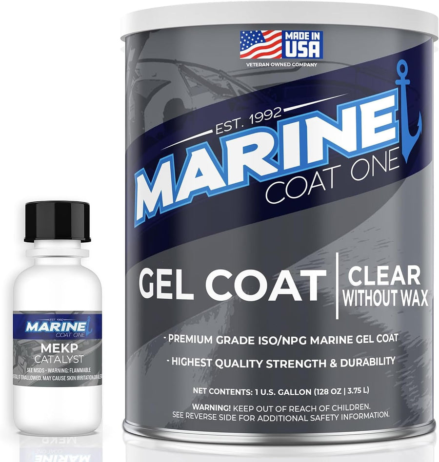 Marine Coat One Gel Coat - ISO/NPG Clear Gel Coat Without Wax with MEKP Catalyst (1 Gallon)
