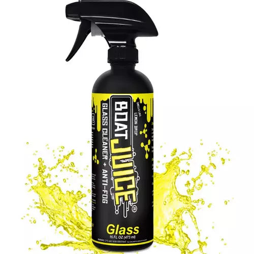 Boat Juice 2in1 Boat Glass Cleaner & Anti-Fog Spray | Boat Cleaner for Glass, Windows, & Electronic Screens | Lemon Drop Scent | Marine Detailing & Cleaning Supplies, Accessories | Made in USA (16oz)