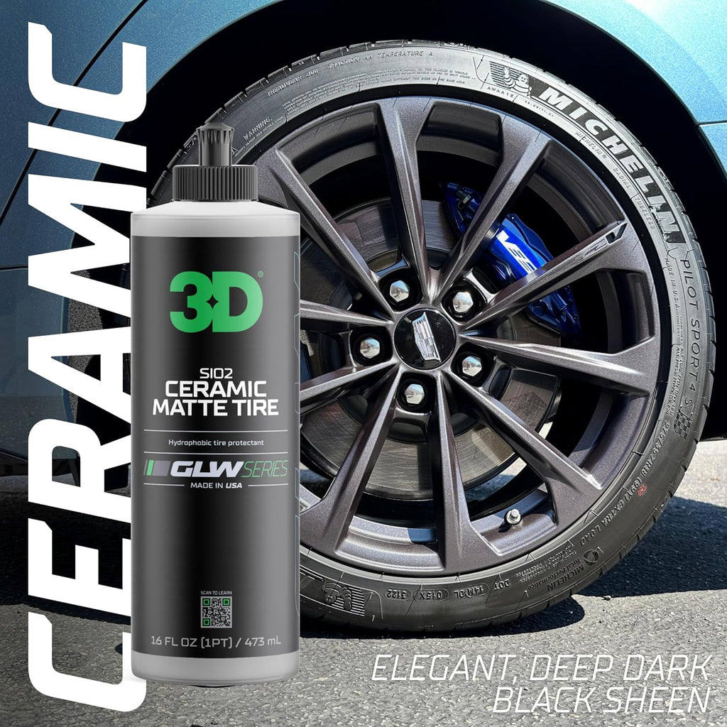3D Matte Tire Shine A ceramic-infused protectant for a deep matte finish with UV resistance and anti-sling formula. - 64oz