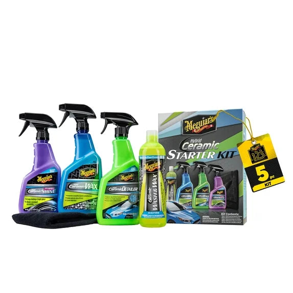 Meguiar’s Hybrid Ceramic Starter Kit, Includes Car Wash, Wax, Detailer, & Tire Shine